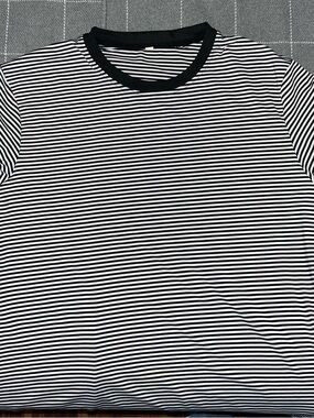 Black & White Striped Crew Neck Tee